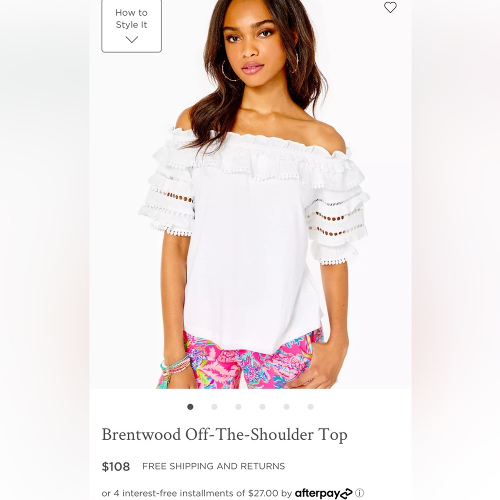 Lilly pulitzer white off the shoulder top!!